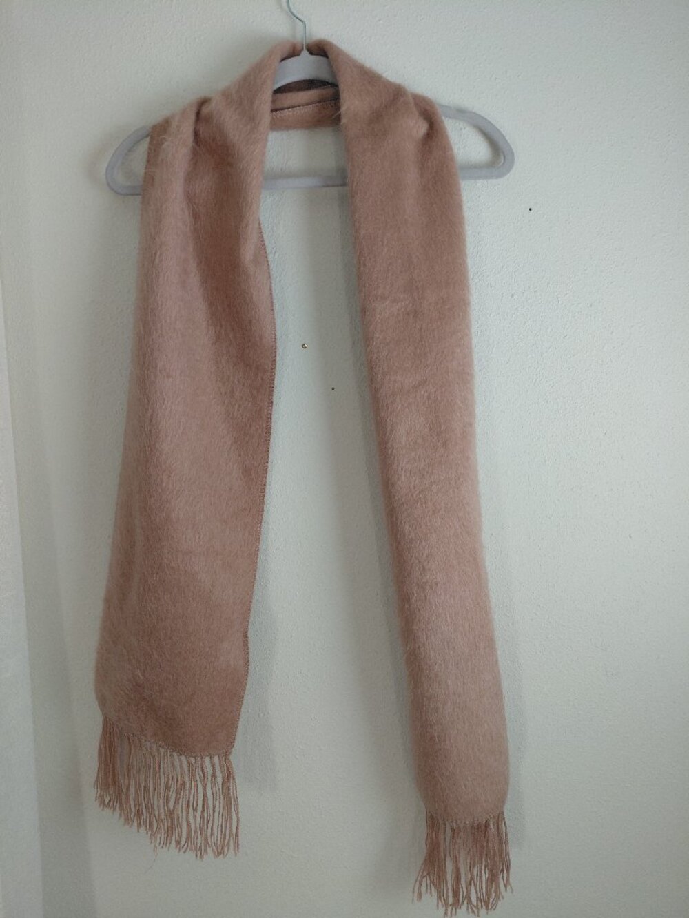 Alpaca Brown Pink Scarf With Fringe